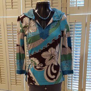 *NWT* Colorful, Festive, & Fitted Hoodie Top by Forbidden Size M